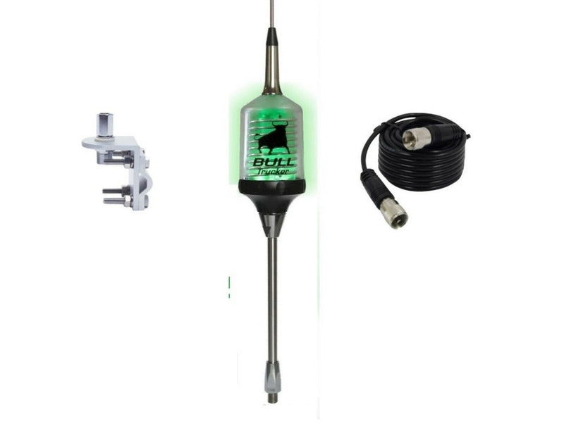 CB Radio Antenna - Sirio 5000 Bull Trucker Antenna Combo Kit with 18' RG58 Coax and Mount - CB Radio Supply