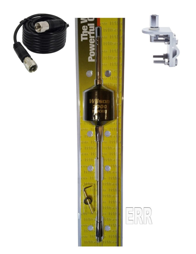 CB Radio Antenna - Wilson 2000 Trucker Antenna (10" Shaft) Combo Kit with 18' RG58 Coax and Mount - CB Radio Supply