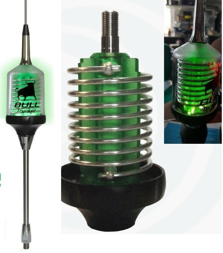 CB Radio Antenna - (x2) Sirio Bull Trucker 3000 Antenna w/ Green LED Shaft - CB Radio Supply