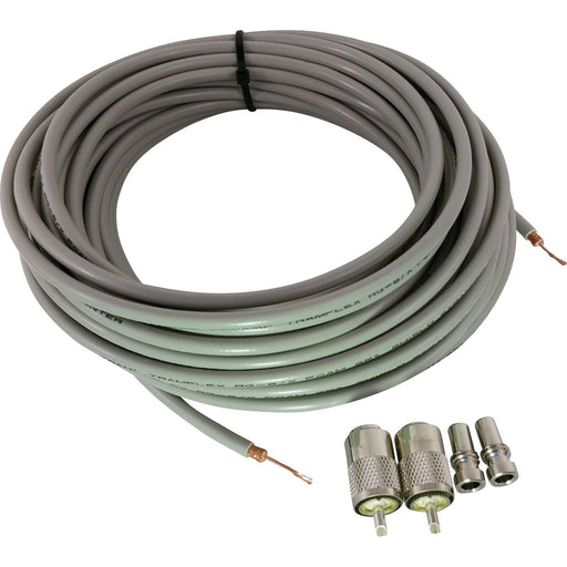 CB Radio Coax Cable - 75' Pre-stripped Tramflex RG8X Grey Tram Browning Base Coax Kit with Amphenol PL259 Connectors and Reducers - CB Radio Supply