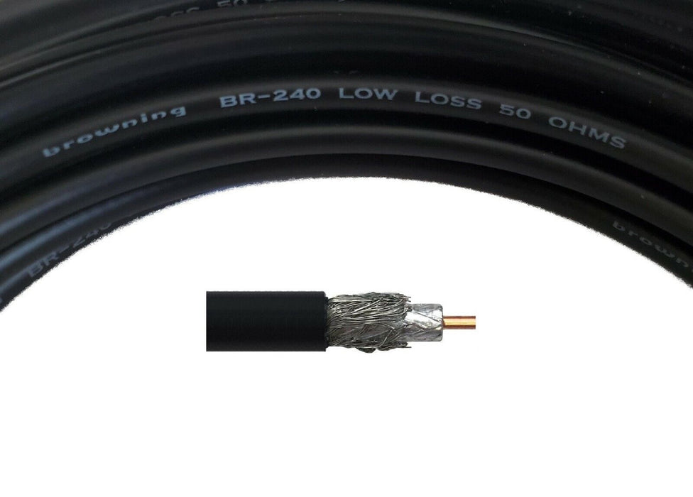 CB Radio Coax Cable - Tram Browning BR 240 LMR240 Type 50ft Ham Radio Base Coax Cable No Connector - CB Radio Supply