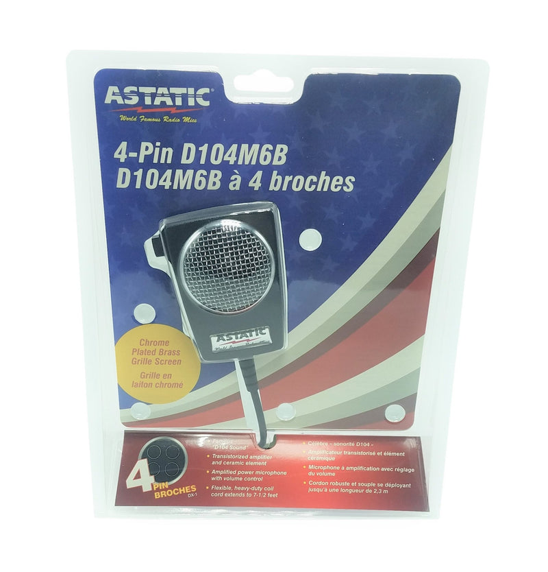 CB Radio Microphone - Astatic Amplified D104M6B Ceramic Power 4-Pin - CB Radio Supply