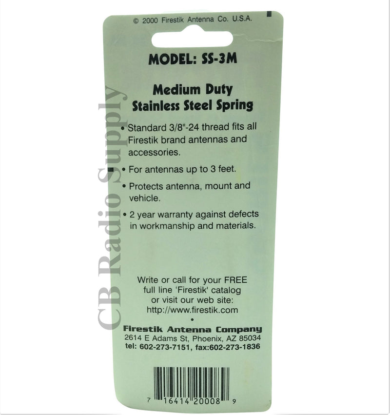CB Radio Spring - Firestik SS-3M Stainless Steel Medium Duty CB Radio Antenna Mount Spring - CB Radio Supply