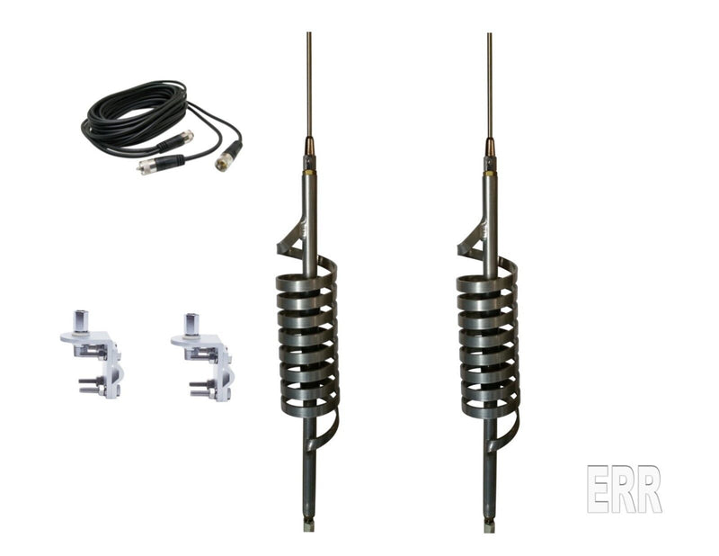 Dual Monkey Made CB Radio Antennas - Medium Shaft - 18ft Dual Coax - Brackets and Stud - CB Radio Supply