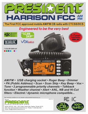 President CB Radio - FCC President Harrison 40 Channel AM/FM CB Radio - CB Radio Supply