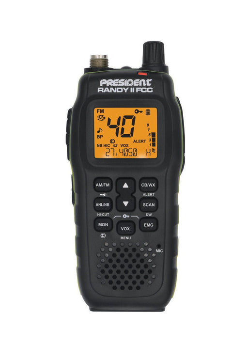 President Handheld CB Radio - President Randy II 40 Channel Handheld w/Weather & FM - CB Radio Supply