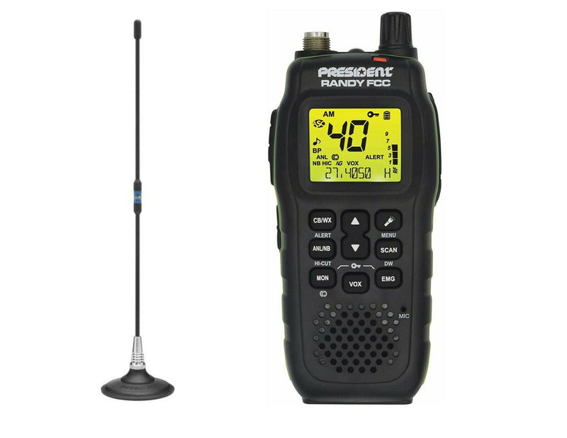 President Handheld CB Radio - Randy 40 Channel {Combo Kit} w/Florida Magnet Mount & Antenna - CB Radio Supply