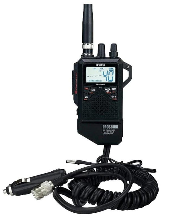Uniden CB Radio - Uniden PRO538HHFM Handheld CB Radio With FM And Vehicle Adapter Kit - CB Radio Supply